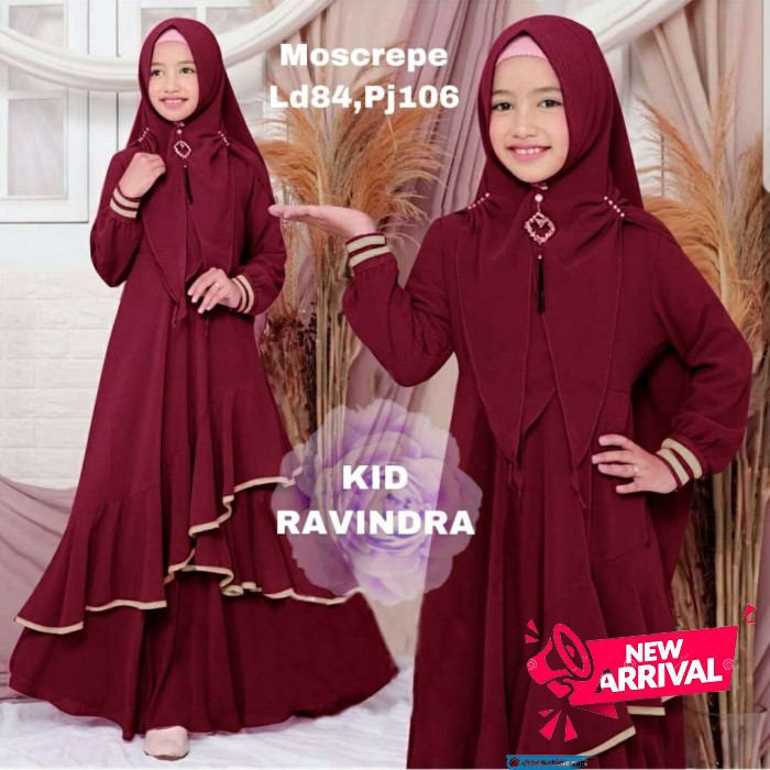 Baju Gamis Anak Perempuan Umur 8 -12 Tahun Model Terbaru Trendy M CM524 Gamis Syari Anak Bergo Lis