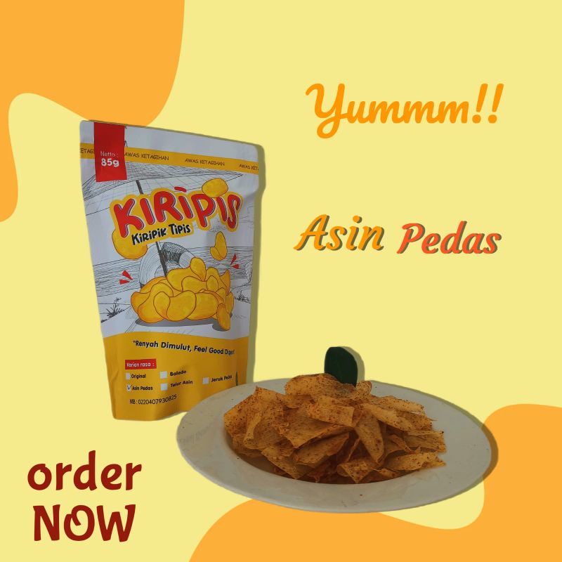 

KIRIPIS (Kiripik Tipis) rasa Asin Pedas/cemilan/makanan ringan/snack