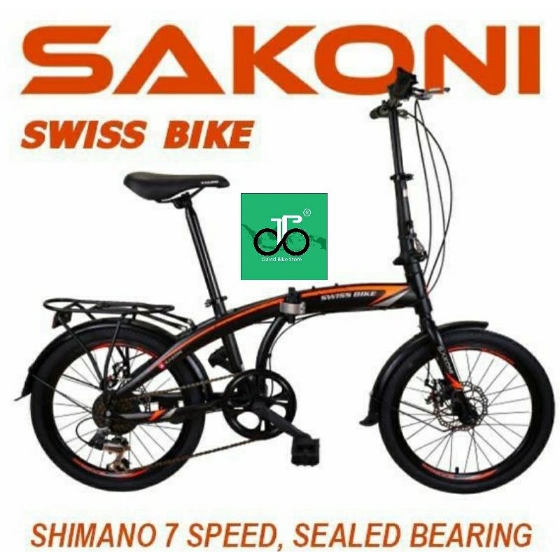 Sepeda lipat 20" Sakoni Swiss Bike (7 speed Shimano)