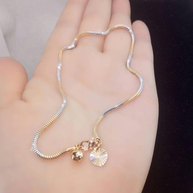 GELANG KAKI BIJI LADA KOMBINASI TITANIUM LAPIS EMAS 18k 74004.17-35.italy 26cm