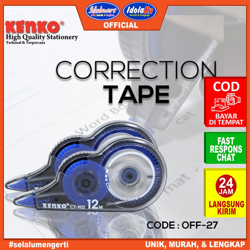 IDOLMART Kenko Correction Tape Kenko CT-902 - Penghapus Tinta - Tipex Kertas Kenko CT-902 Surabaya