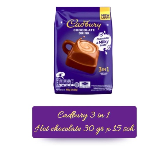 

Cadbury Chocolate Drink 3 in 1 Regular 30gr x 15 sch