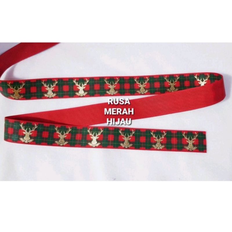 PITA RIBBON NATAL MERRY CHRISMAS BAHAN GROSSGRAIN LEBAR 2,5 HARGA PER ROLL ISI 100YARD