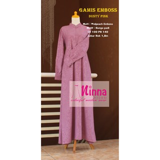 Gamis emboss warna  dusty  pink  pink  muda wolfis wolpeach 