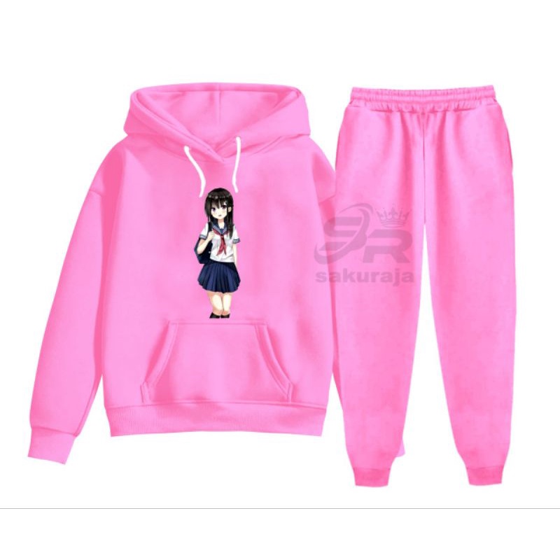 SETELAN HOODIE SAKURA SCHOOL ANAK MODEL KEKINIAN/UMUR 3-17 TAHUNBISA COD