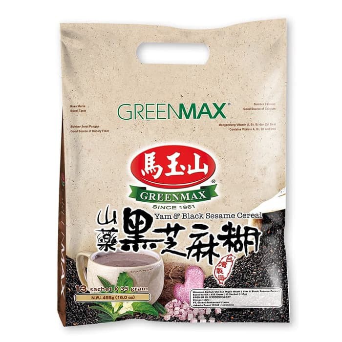 

GREENMAX Yam & Black Sesame Cereal (13 sachets x 35gr) - Sereal Vegan Pengganti Sarapan