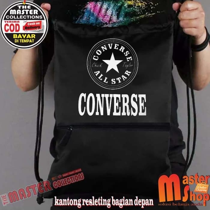 Tas Serut Drawstring Resleting CV kampus / Olahraga / Futsal / Tas Stringbag ( MURAH BISA COD )