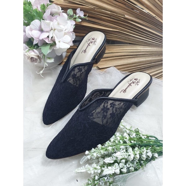 sepatu ruby hitam tanpa payet 3cm hak tahu