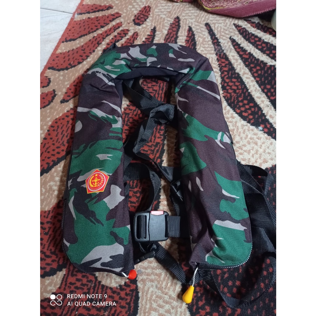 Inflatable Life Jacket Pelampung Gas Co2 Original TNI Pelampung Loreng TNI