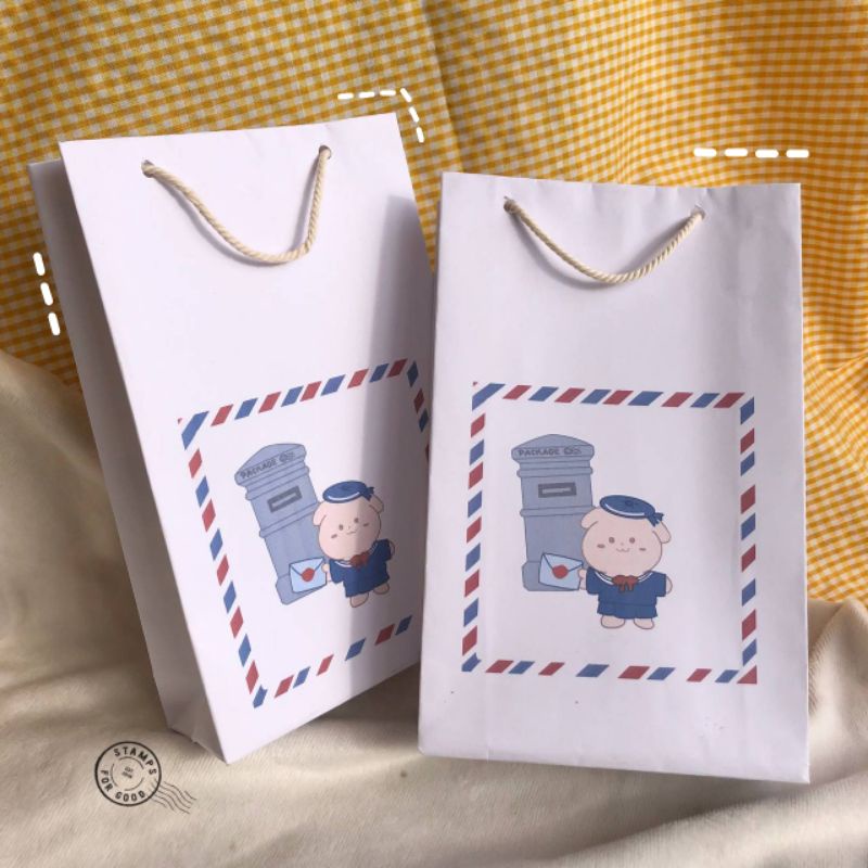 

Packaging Paperbag motif Postman | Packaging paperbag aesthetic vintage