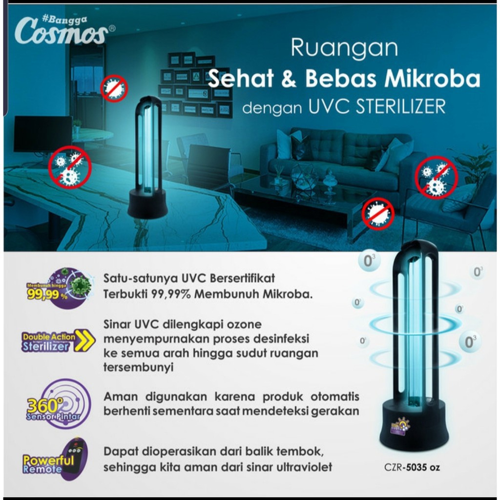 COMSOS CZR 5035 OZ - Lampu UVC Sterilizer With Ozone