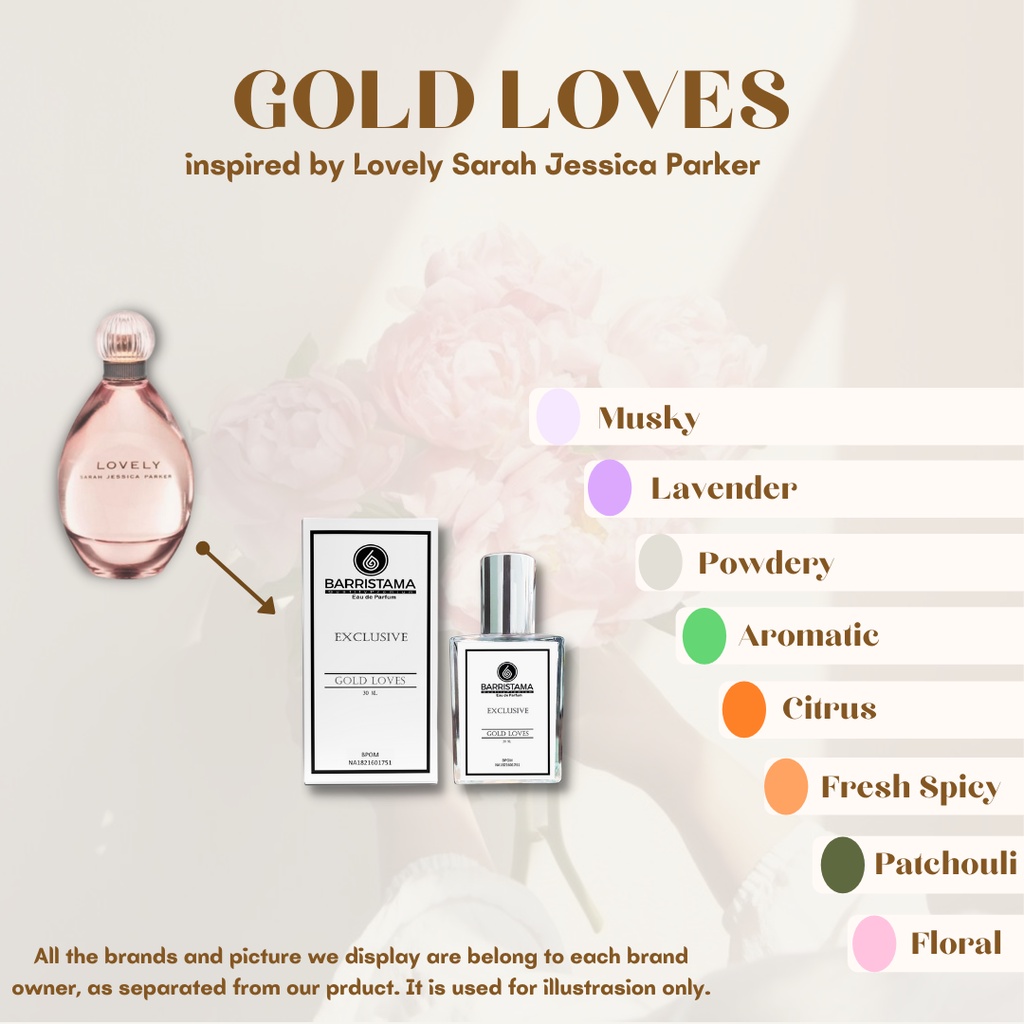 BARRISTAMA Gold Loves Parfume  - Inspired by Lovely Sarah Jessica - BPOM