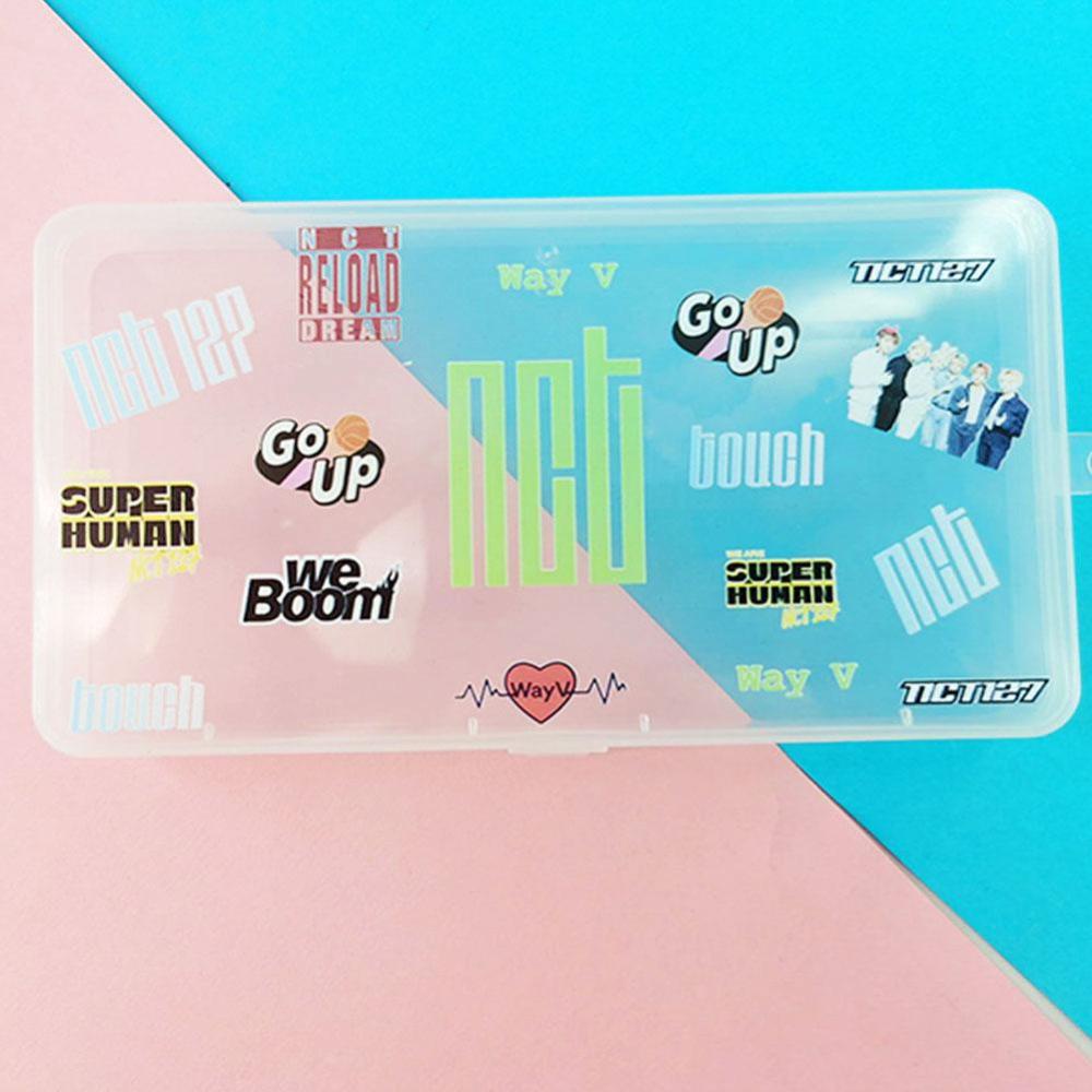 Timekey Kotak Penyimpanan Masker Wajah Transparan Portable Desain BTS / BlackPink / NCT / EXO / Seventen I5N3