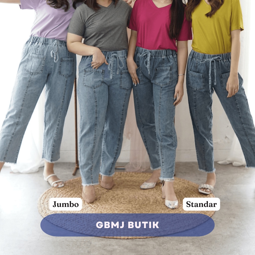 (COD) GBMJ Butik Celana Boyish Navy Jeans Boyfriend Wanita Allsize Premium Jumbo Standard S-XXL