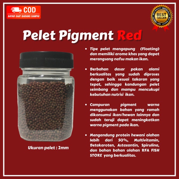 Pelet Pigment RED  Kualitas Premium Untuk Pakan Ikan Predator Channa Varian Red Maru, Asiatica. Bukan Pelet el barca, Bang Fish, Fajar Arief