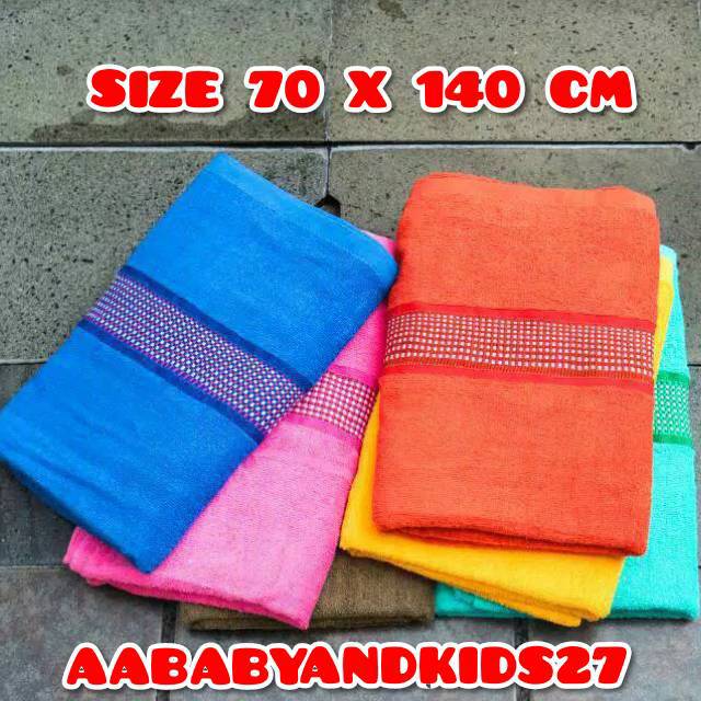 HANDUK DEWASA POLOS LIST KOTAK-HANDUK DEWASA POLO UKURAN 70*140 CM