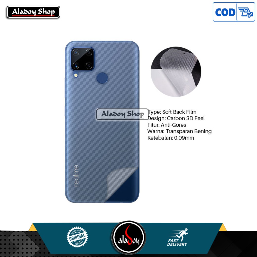 Garskin Realme C15 Back Screen Protector Carbon Transparan