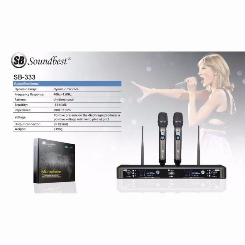Mic Wireless Soundbest SB333 SB-333 SB 333 Dual Handle Original
