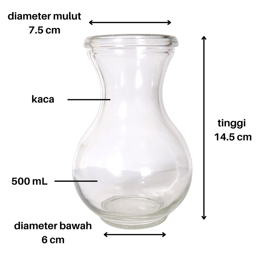 VAS BUNGA KACA BULAT / POT TANAMAN AIR HIDROPONIK / DEKORASI HIASAN MEJA AESTHETIC