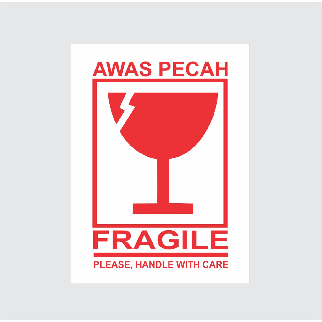 Stiker Pecah Belah - FRAGILE sticker awas pecah (Seri 001)