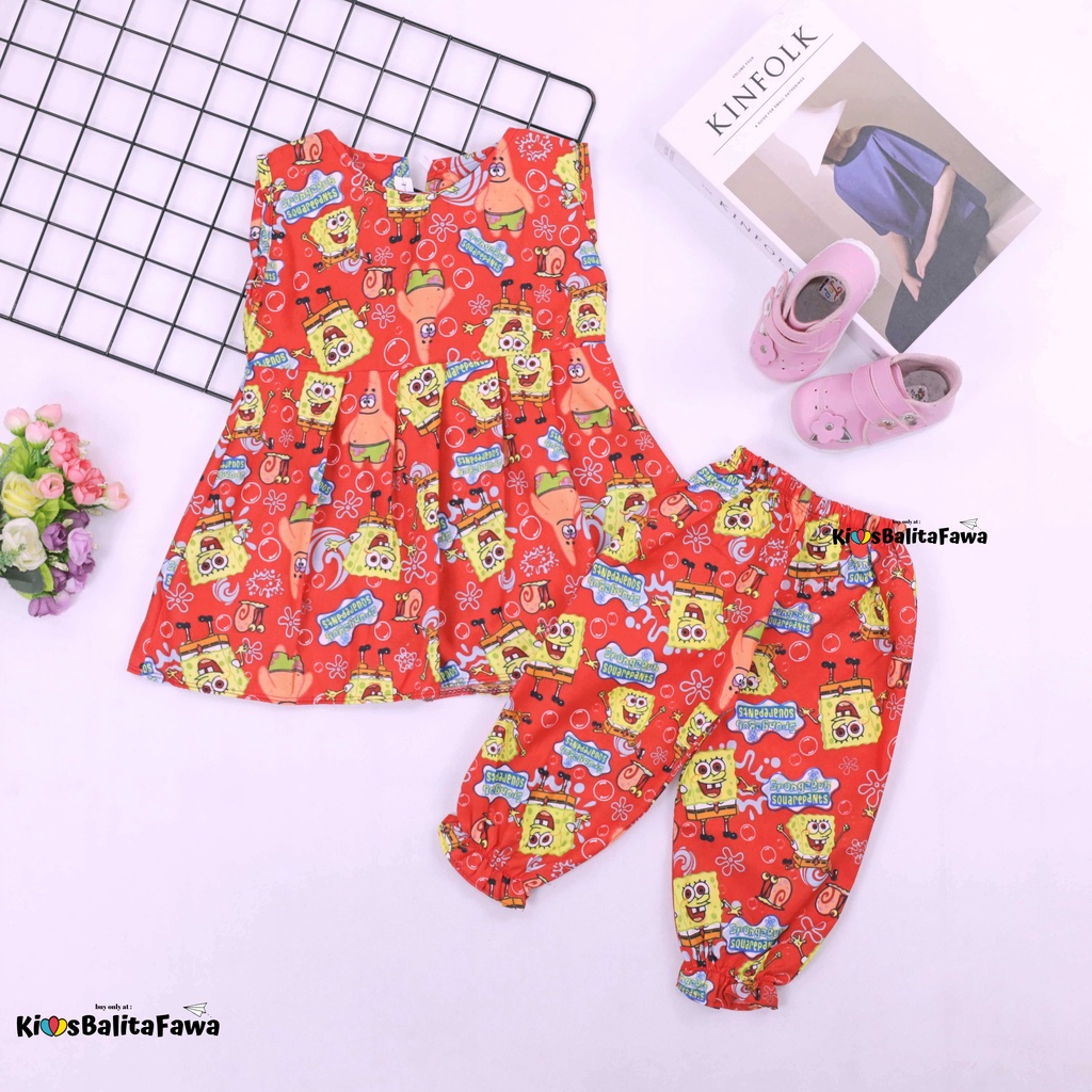 Set Nadhifa 3-5 Tahun / Setelan Baju Kensi Panjang Jogger Anak Perempuan Tidur Import Balita Babycinnamon