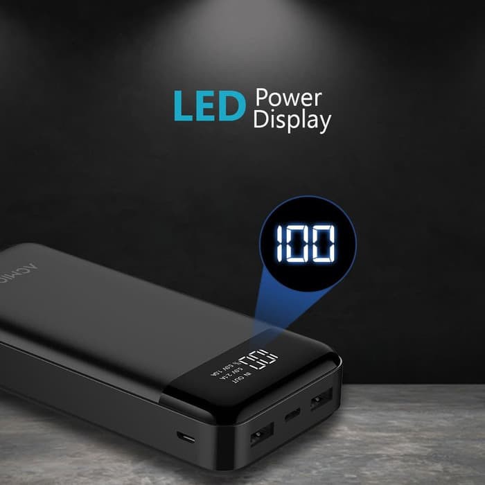 ACMIC D20 20000mAh Digital Display + 2A Fast Charge PowerBank - Hitam
