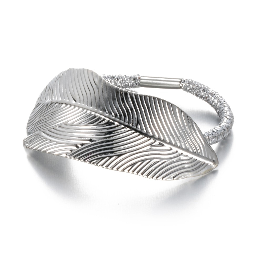 Karet Rambut Ponytail Elastis Motif Daun Untuk Wanita