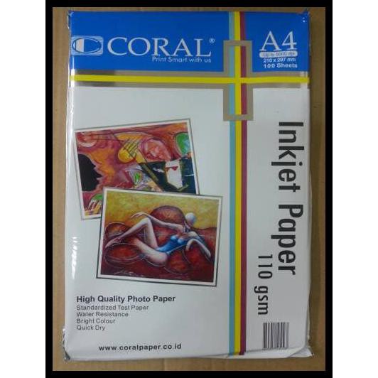 

EKSKLUSIF INKJET PAPER CORAL 110 GSM / KERTAS INKJET CORAL A4