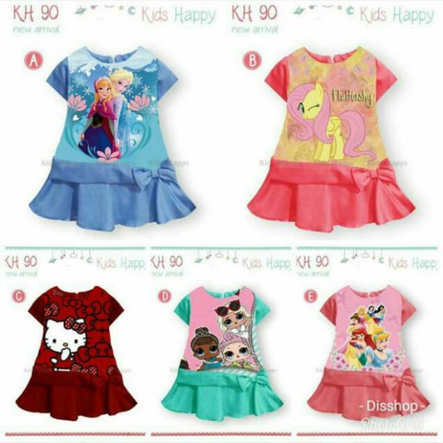 KH 90 DRESS ANAK FROZEN / DRESS LITTLEPONY / DRESS UNICORN / DRESS LOL