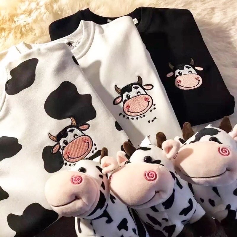 SWEATER KAOS MOTIF SAPI FASHION WANITA
