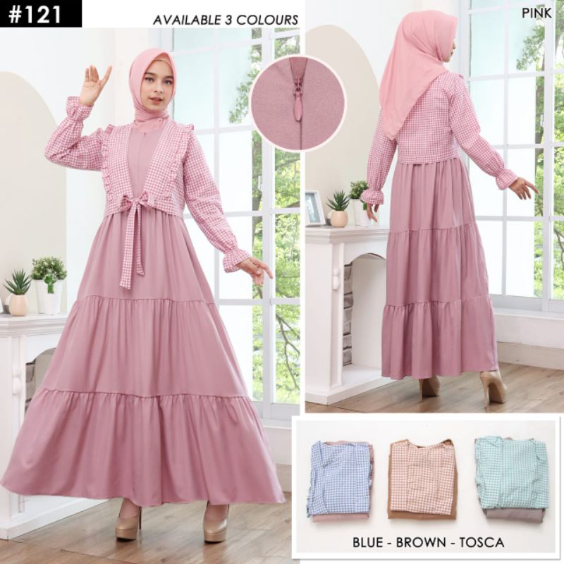 gamis korea shakila gingham #dress 2 in 1 #gamis fenomenal