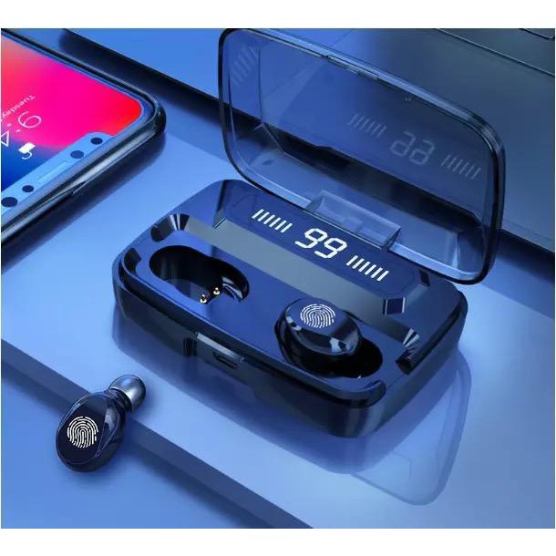 Headset F9-3 Touch TWS Sport Earphone True Wireless LED Touch with Powerbank Charging Dock 2000mAh