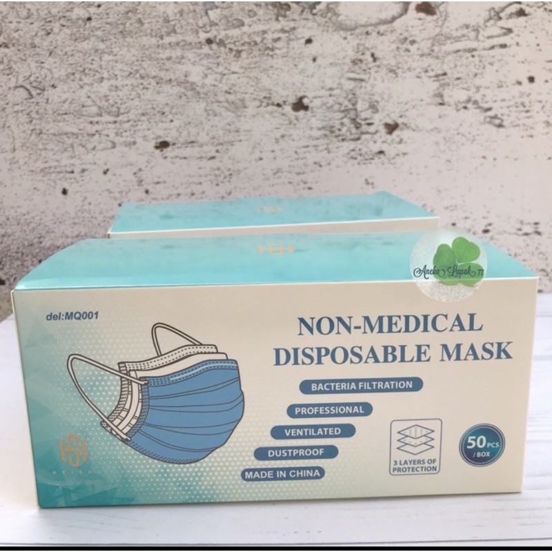 Masker 3 Ply Disposible PROTEKTIVE Mask 50 pcs Masker Pelindung Wajah Muka Mulut Hidung