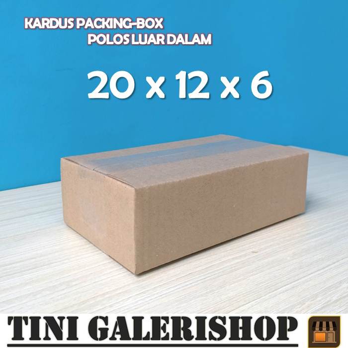 

Kardus Packing-Box Uk.20x12x6 cm Polos Luar Dalam-Kardus Baru
