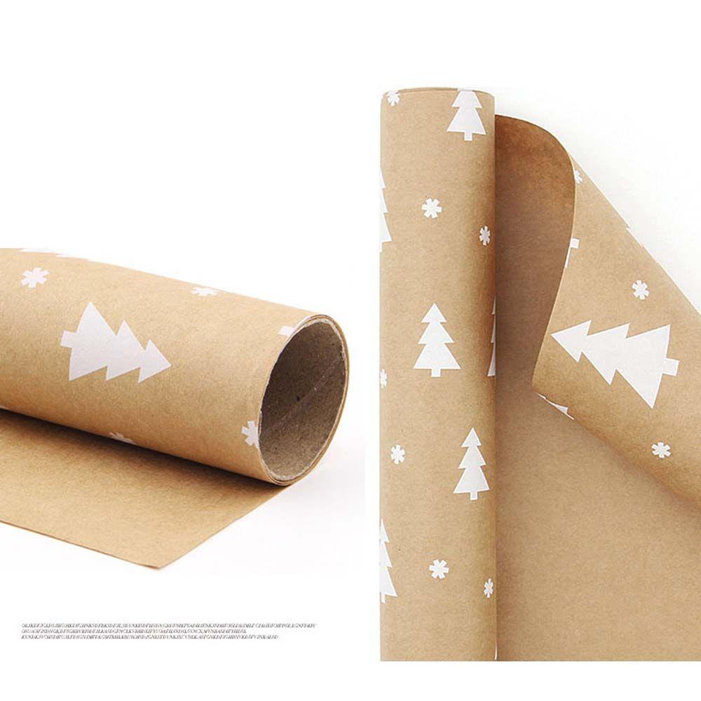 [Elegan] Kertas Pembungkus Hadiah 44x100 cm Handmade Tahun Baru Snowflake Kraft Paper Xmas Tree Perlengkapan Pesta