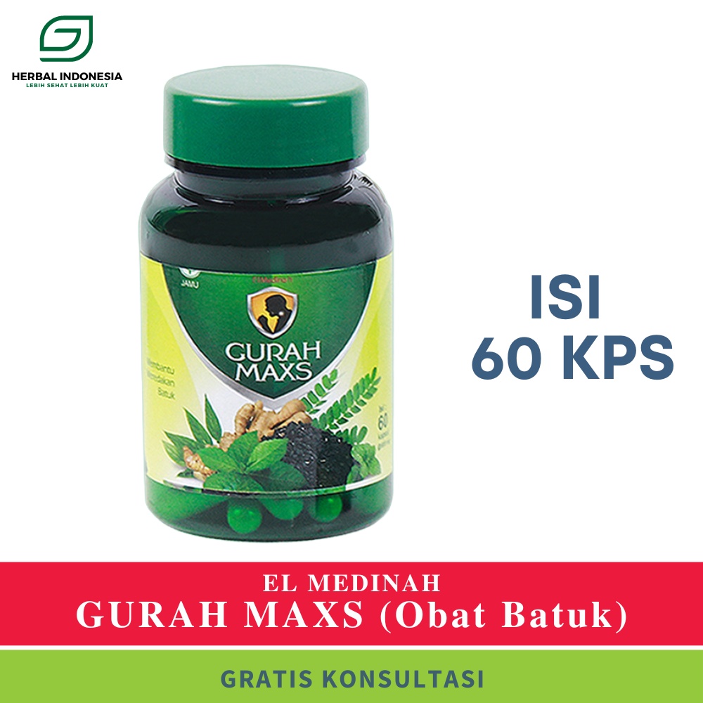 Kapsul Gurah MAXS El Medinah | Gurah Batuk Obat Batuk Herbal Meredakan Batuk Berdahak isi 60 kapsul