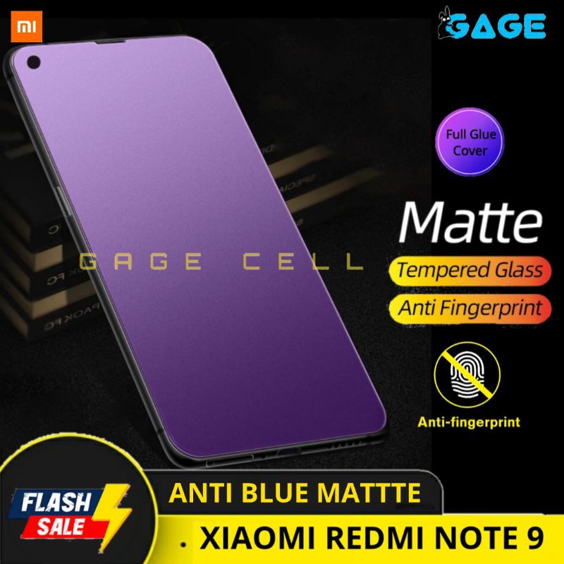 TEMPERED GLASS TG ANTI BLUE LIGHT MATTE RADIASI REDMI NOTE 9 NOT 9 FULL LAYAR SCREEN PROTECTOR