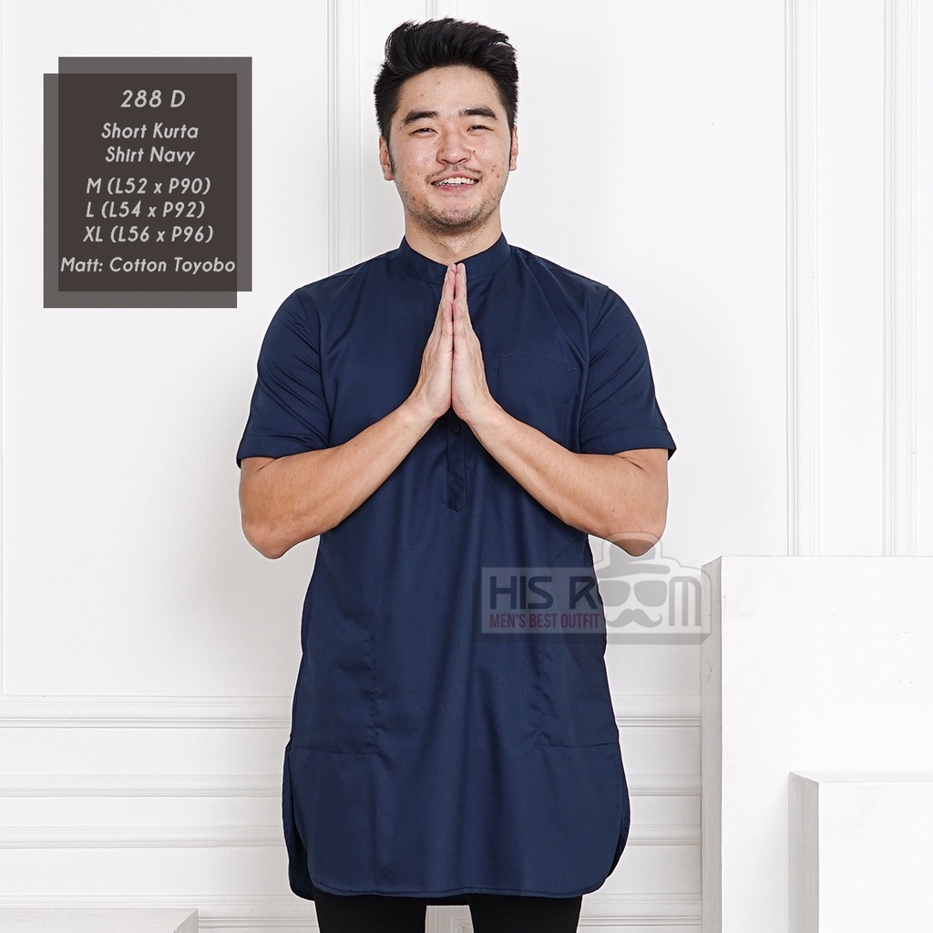 HSRM - Kemeja Pakistan Kemeja Kurta Pria Kemeja Kurta Lengan Pendek Polos 288