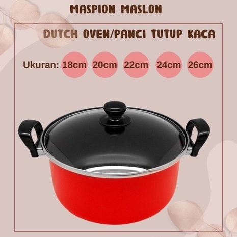 Maspion Dutch Oven Size 18,20,22,24,26 CM Panci Masak Serbaguna Panci Sayur Tutup Kaca