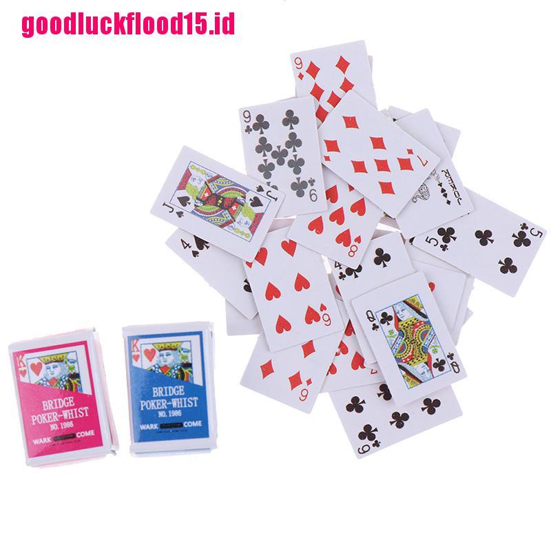 {LUCKID}1:12 Miniature Games Poker Mini Dollhouse Playing Cards For Dolls Accessory