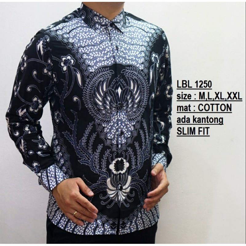 LBL 886 HEM KEMEJA BATIK PRIA SLIM FIT LENGAN PANJANG LUIGI BATANI