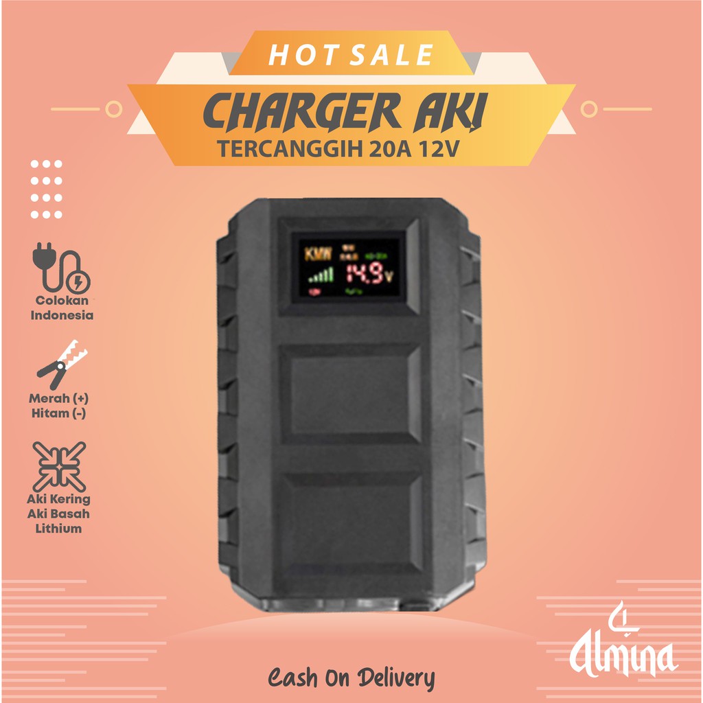 Charger Aki Cas Aki 20A 12V Cas Aki Mobil Truck Motor 20 Ampere