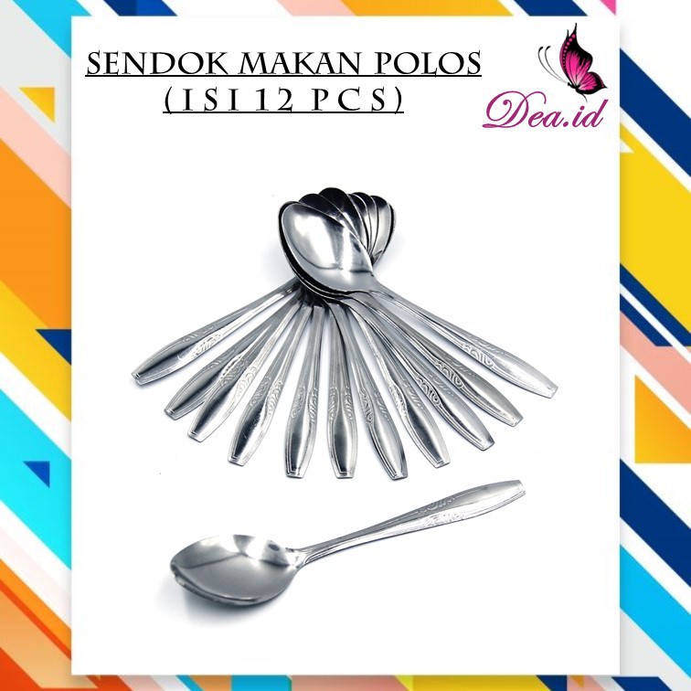 [DEASTORE] SENDOK MAKAN STAINLESS POLOS ISI 12 PCS (SELUSIN) MURAH, TEBAL DAN KUAT