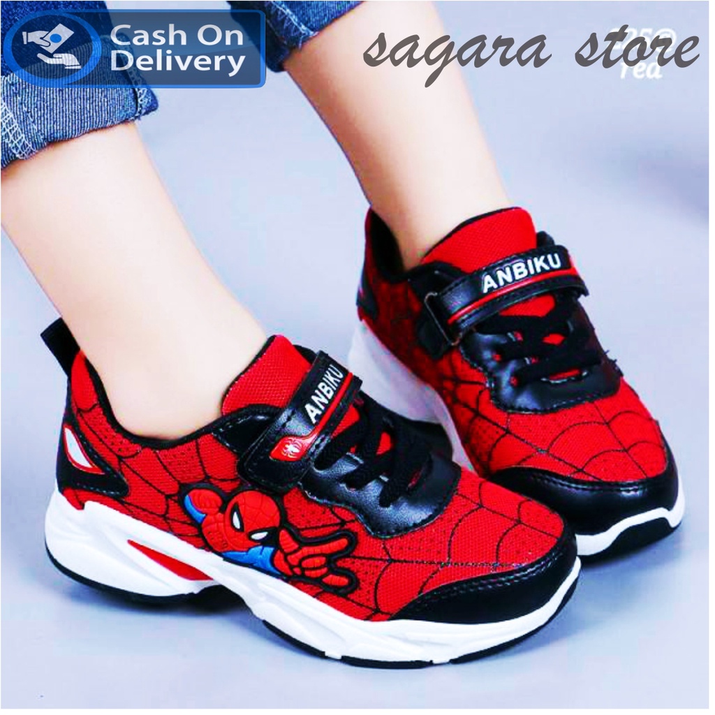 Sepatu Sneakers Anak Laki-laki Motif Jaring Laba-laba Spiderman Terbaru import cod