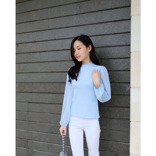 TOP KOREA TANGAN CHIFFON LEHER TINGGI