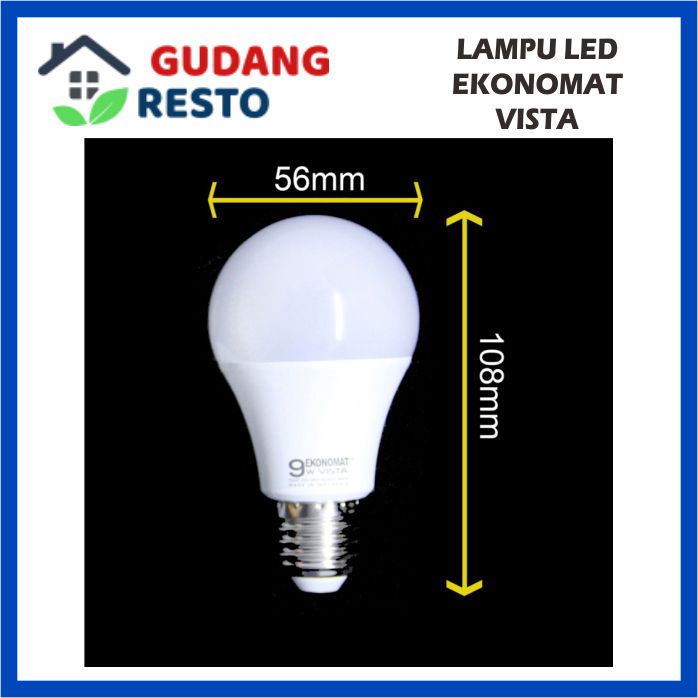 9W LAMPU EKONOMAT VISTA BOHLAM LED 9 W WATT 810LM PUTIH 7000K BULB BOLA LAMPU TERANG MURAH