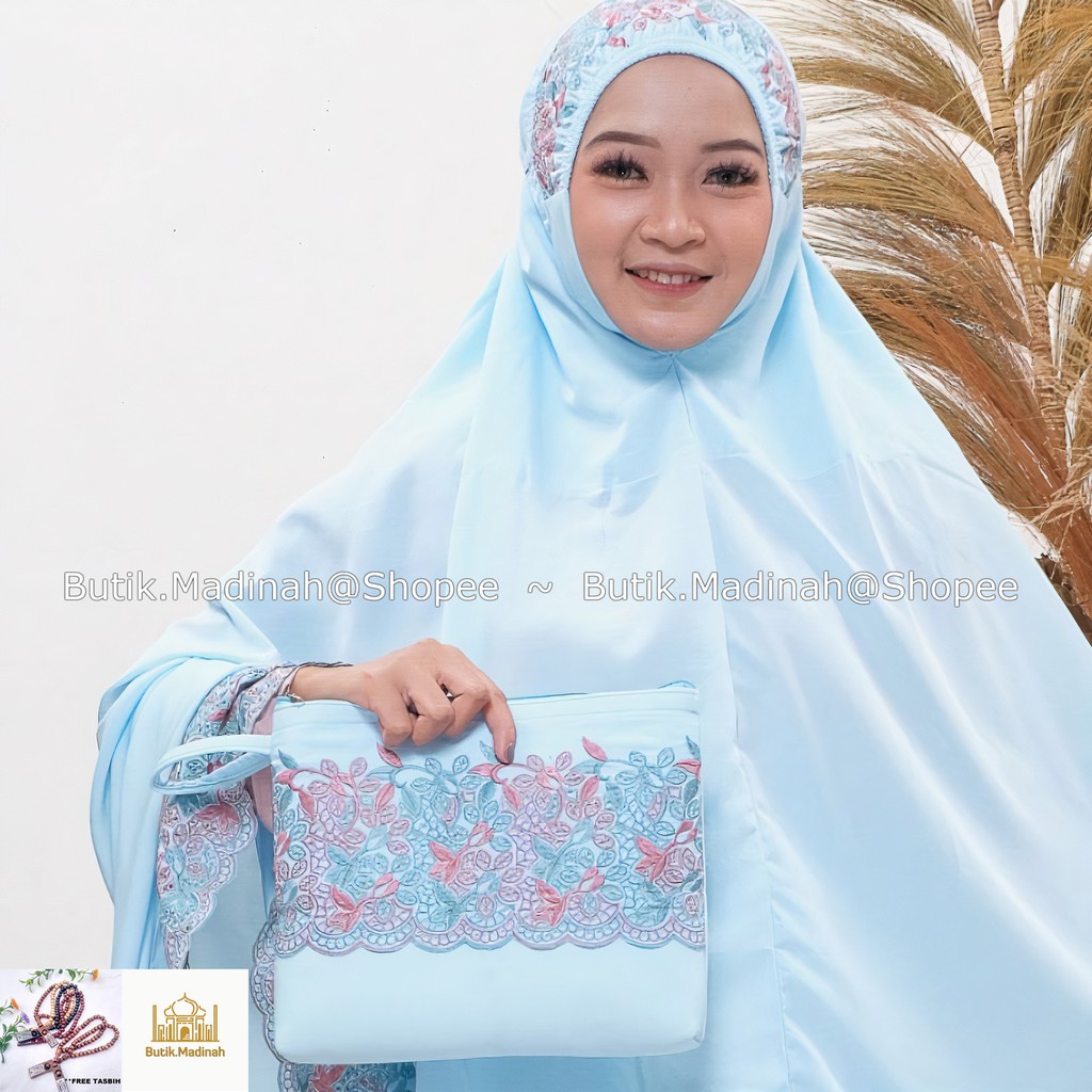 BUTIK.MADINAH MUKENA DEWASA SYAHBANI SITI KHADIJAH FLORALEENA KATUN BORDIR BRUKAT