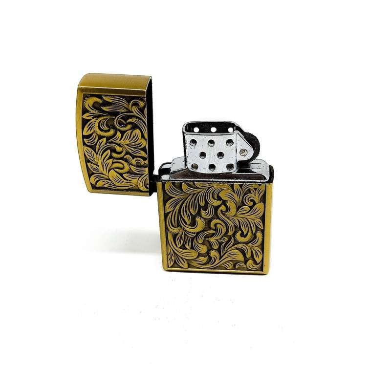 KOREK API PEMANTIK API CLASSIC DESAIN BATIK WARNA GOLD GAS LIGHTER UNIK BR16