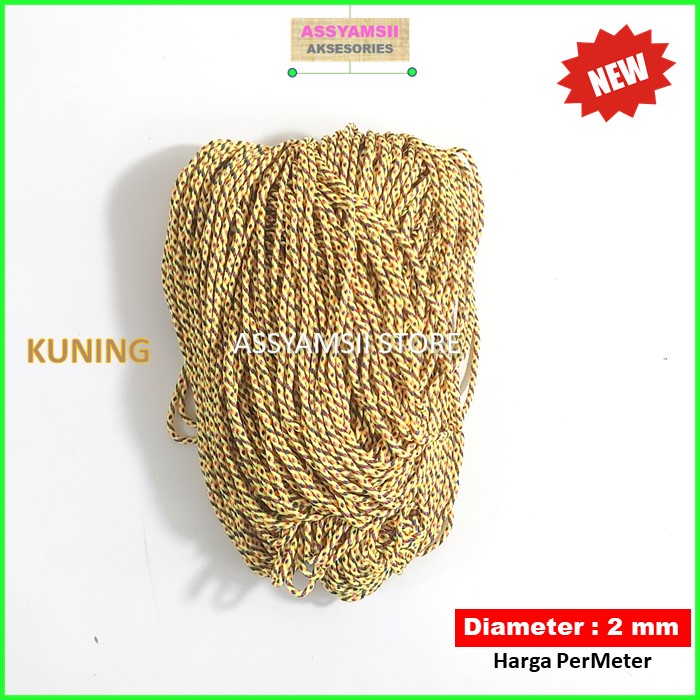 Tali Prusik Kecil Paracord Motif Terbaru Murah Gelang Strap Masker Kalung Tenda Aksesoris Tas Dompet-KUNING