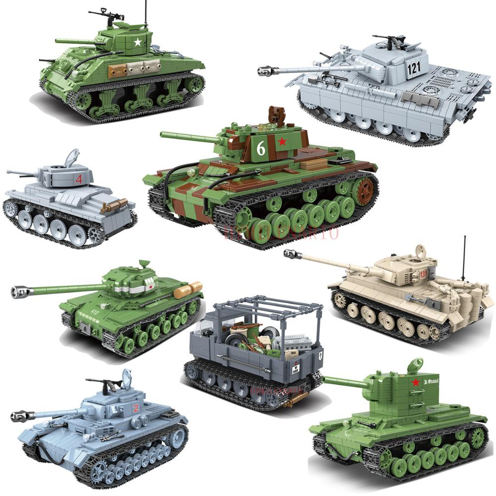 Mainan Lego Anak 2019 World War 2 WW2 Army Tank Armored Vehicle Half Crawler Tractor Soldier